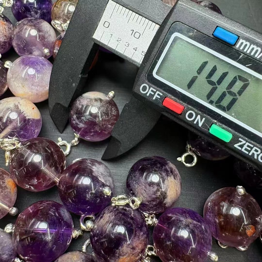 New arrival: Natural amethyst sphere pendant (large beads) set in S925 silver - Image 4
