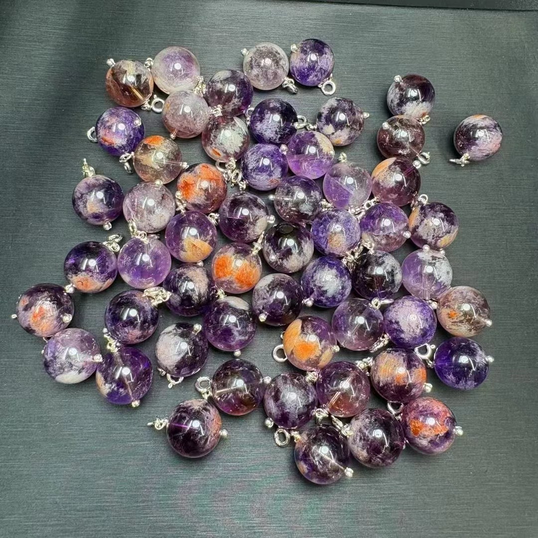 New arrival: Natural amethyst sphere pendant (large beads) set in S925 silver