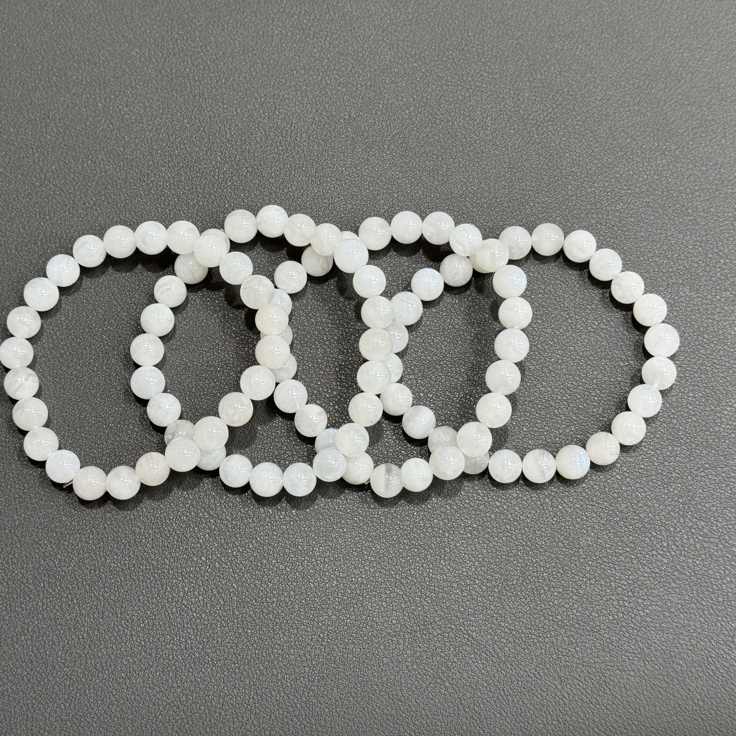 Natural white moonstone bracelet 8mm in size weighing approximately 20 grams - Image 4