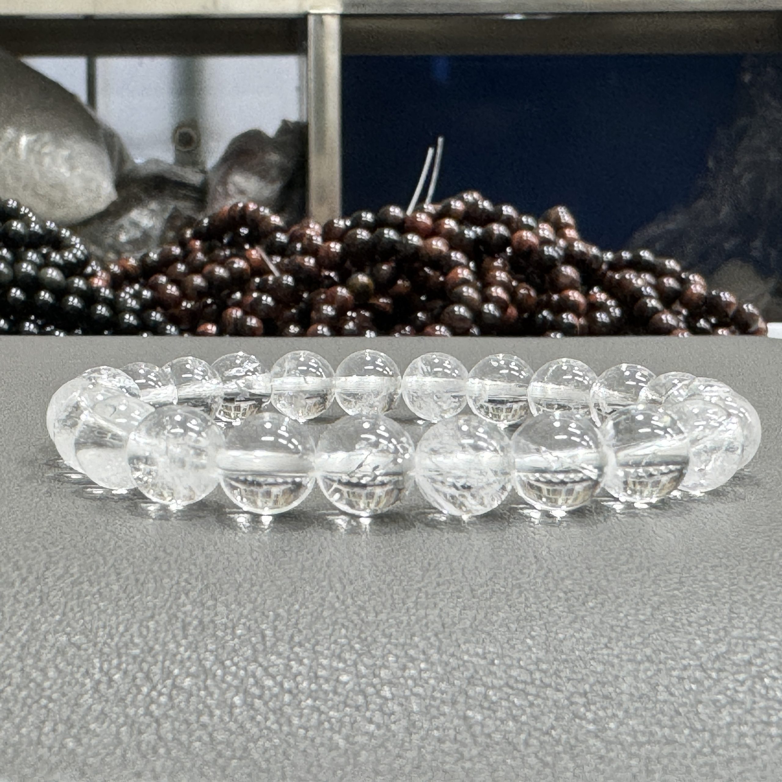 Natural clear quartz bracelet 8mm in size weighing approximately 20 grams