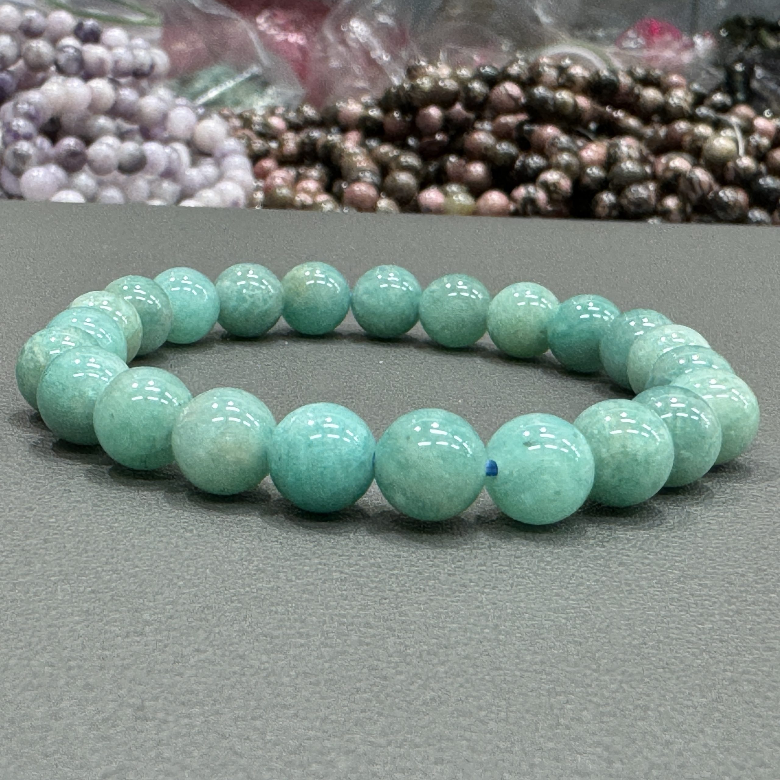 Natural amazonite bracelet 8mm in size weighing approximately 20 grams