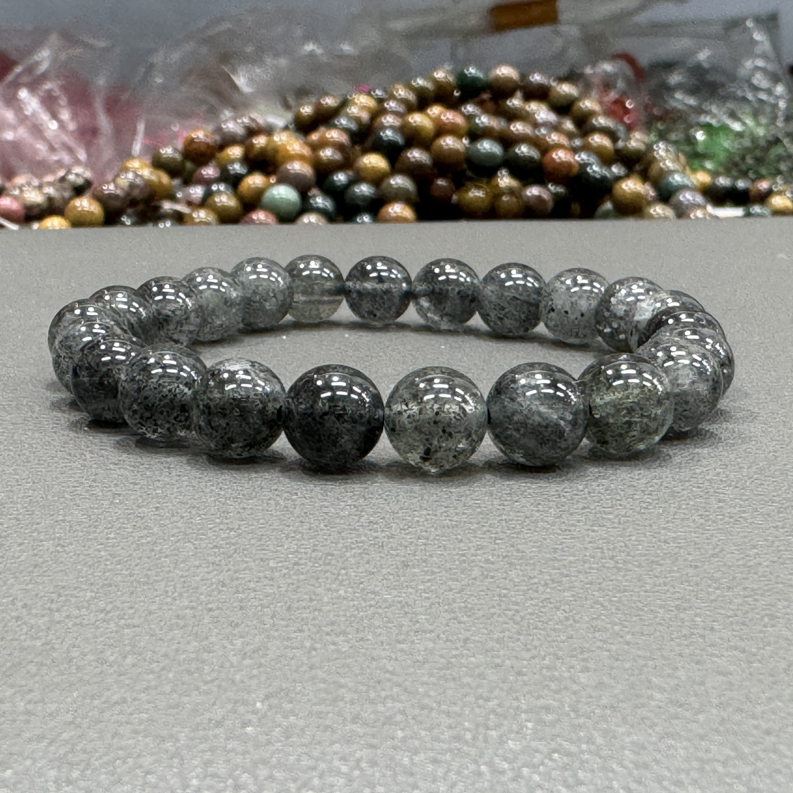 Natural biotite mica bracelet 8mm in size weighing approximately 20 grams