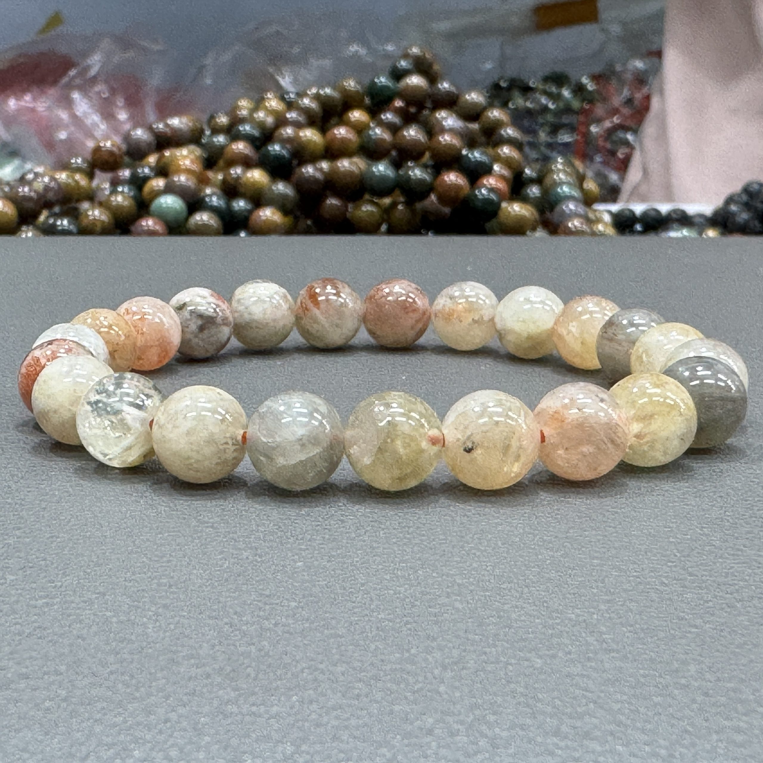 Natural sunstone bracelet 8mm in size weighing approximately 20 grams