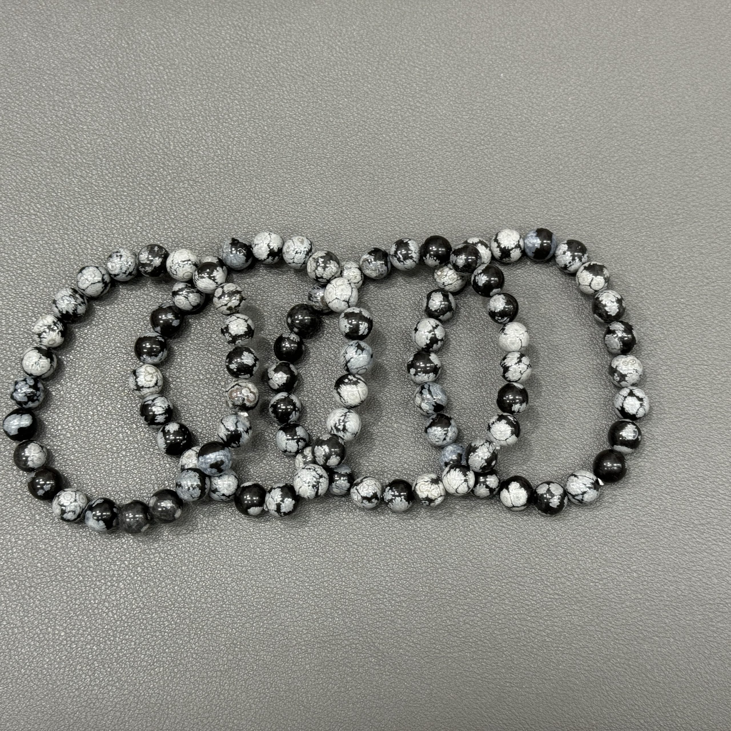 Natural snowflake obsidian bracelet 8mm in size weighing approximately 20 grams - Image 4