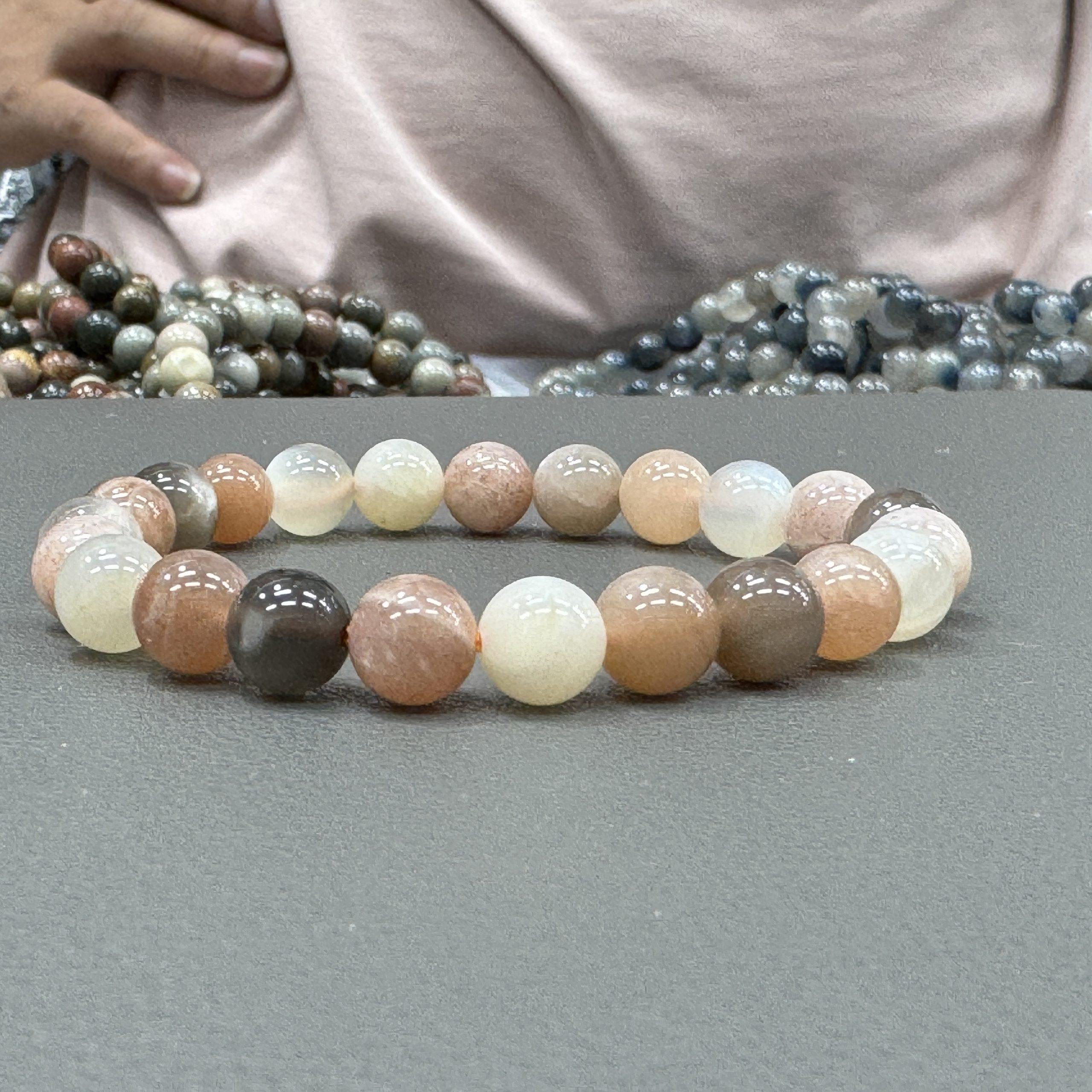 Natural moonstone bracelet 8mm in size weighing approximately 20 grams