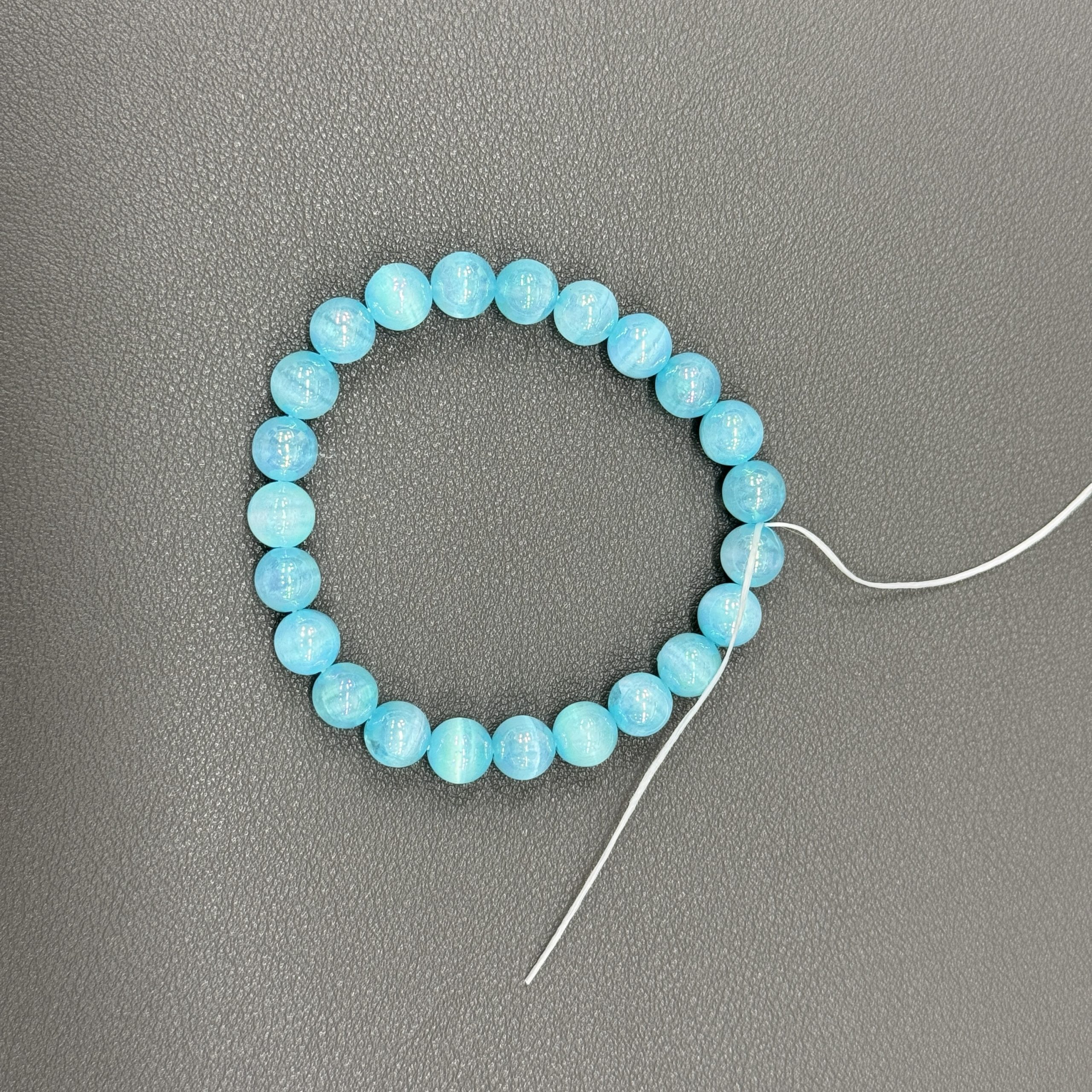 Blue cat’s eyes bracelet 8mm in size weighing approximately 20 grams - Image 2