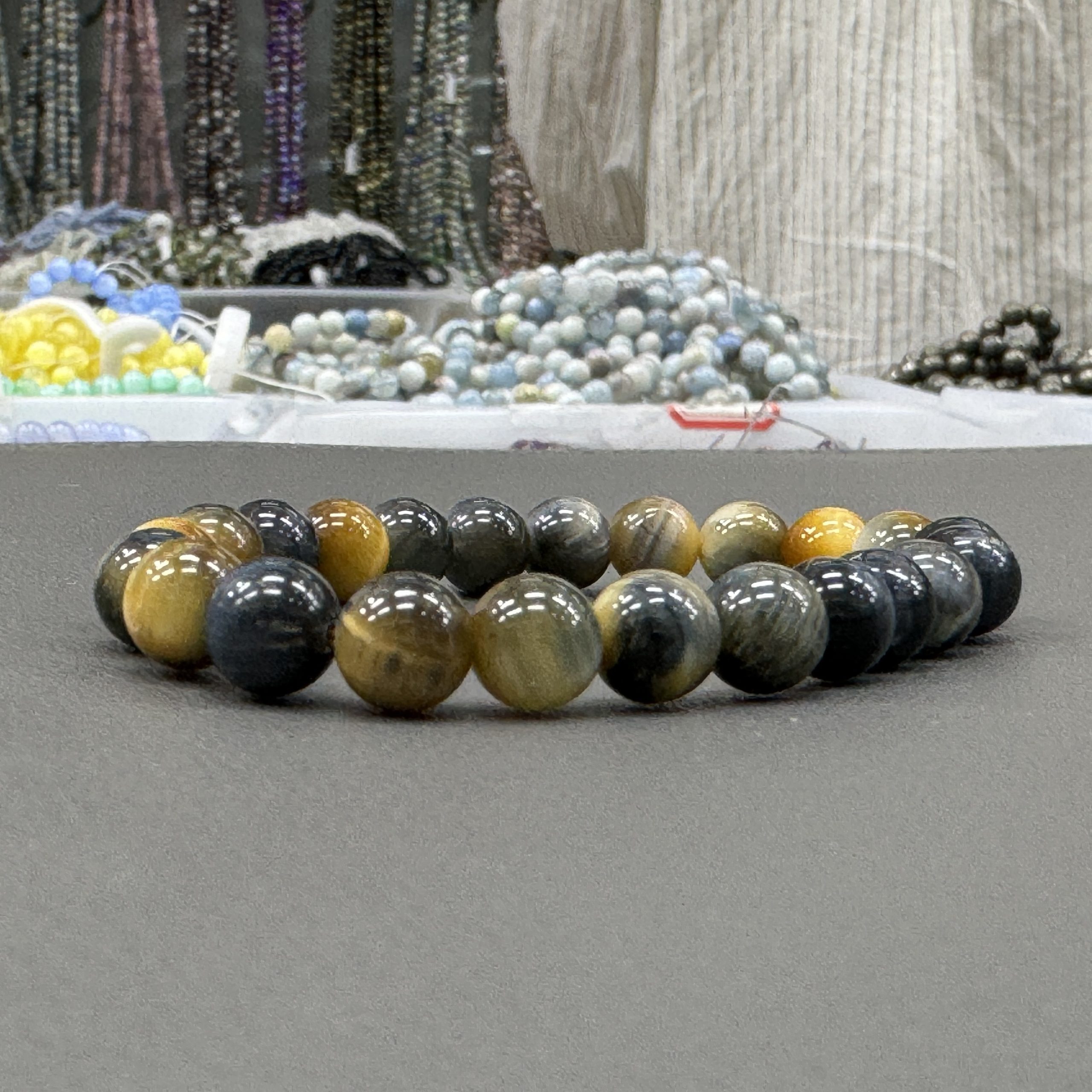 Natural blue tiger’s eyes bracelet 8mm in size weighing approximately 20 grams